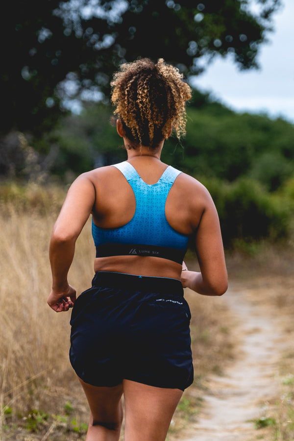 Lume Six Cirra High Impact Sports Bra Ocean Blue Back